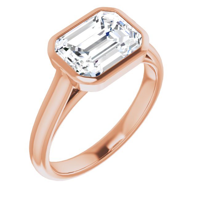 10K Rose Gold Customizable Cathedral-Bezel Emerald/Radiant Cut 7-stone "Semi-Solitaire" Design