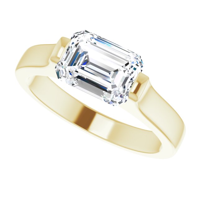 Cubic Zirconia Engagement Ring- The Jiàn (Customizable Bar-set Radiant Cut Solitaire)