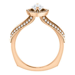 Cubic Zirconia Engagement Ring- The Loren (Customizable Marquise Cut Halo Design featuring Three-sided Twisting Pavé Split Band)
