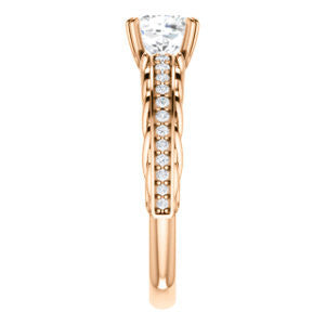 Cubic Zirconia Engagement Ring- The Melody (Customizable Cushion Cut Style with Lacy Filigree Metal Band Plus Pavé and Peekaboo Accents)