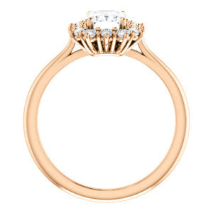 Cubic Zirconia Engagement Ring- The Kirsten (Customizable Radiant Cut with Large Cluster-Accent Crown-Supported Halo)