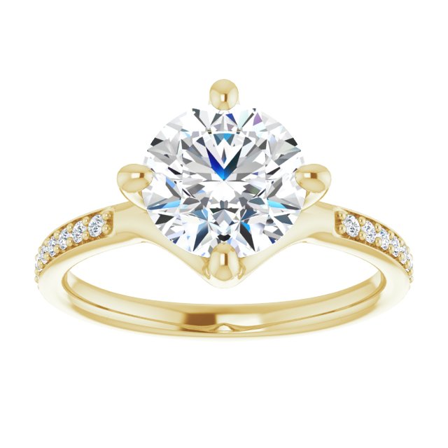 Cubic Zirconia Engagement Ring- The Ashanti (Customizable Round Cut Design featuring Thin Band and Shared-Prong Round Accents)