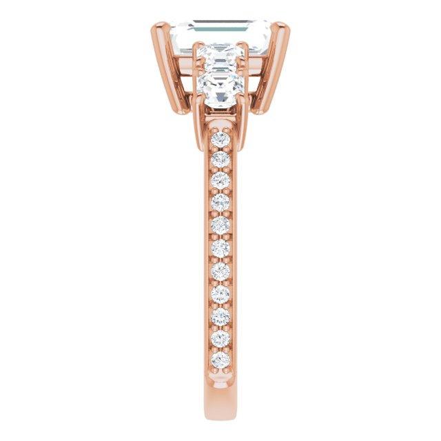 Cubic Zirconia Engagement Ring- The Harmony (Customizable Radiant Cut 5-stone Style with Quad Radiant Accents plus Shared Prong Band)