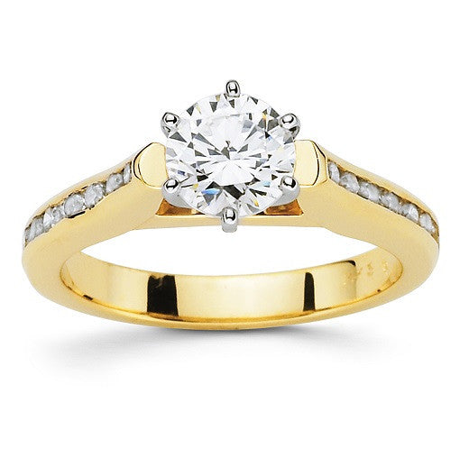 Cubic Zirconia Engagement Ring- The Marsha (Customizable 17-stone with Round Channel)