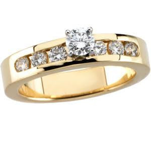 Cubic Zirconia Engagement Ring- The Delaina (Customizable 7-stone with Round Channel Accents)