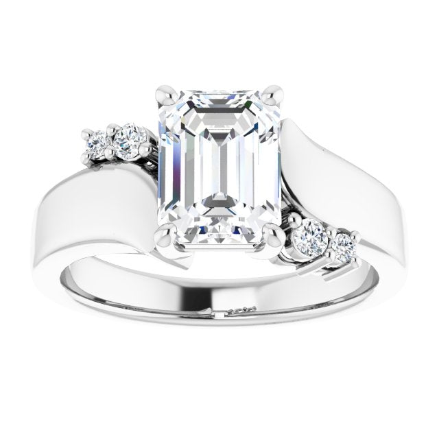 Cubic Zirconia Engagement Ring- The Inez (Customizable 5-stone Emerald Cut Style featuring Artisan Bypass)