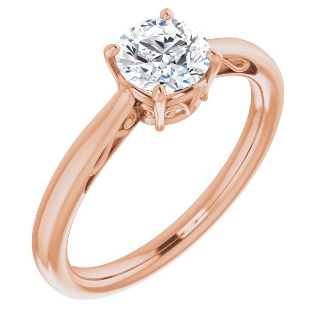 10K Rose Gold Customizable Round Cut Solitaire with 'Incomplete' Decorations