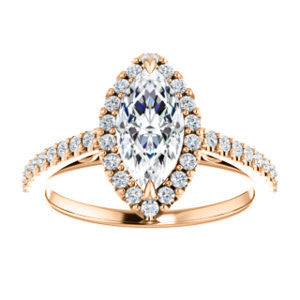 Cubic Zirconia Engagement Ring- The Sunshine (Customizable Marquise Cut Halo Design with Vintage Cathedral Trellis and Thin Pavé Band)