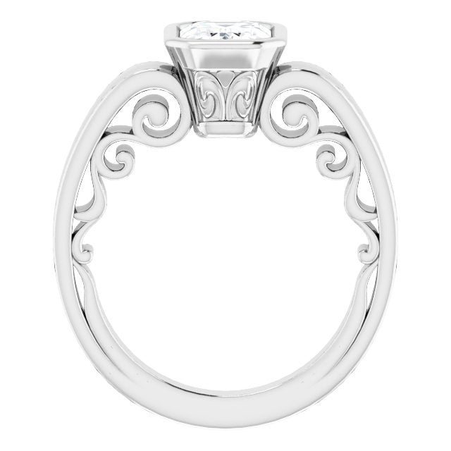 Cubic Zirconia Engagement Ring- The Fredrika (Customizable Bezel-set Radiant Cut Solitaire with Wide 3-sided Band)