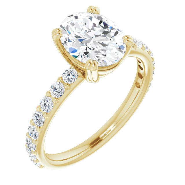 The Chandita Oval Cut CZ Ring w/ Large Round Cut 3/4 Band Accents ...