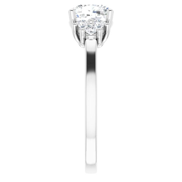 Cubic Zirconia Engagement Ring- The Gwendolyn (Customizable Cushion Cut 7-stone Prong-Set Design)