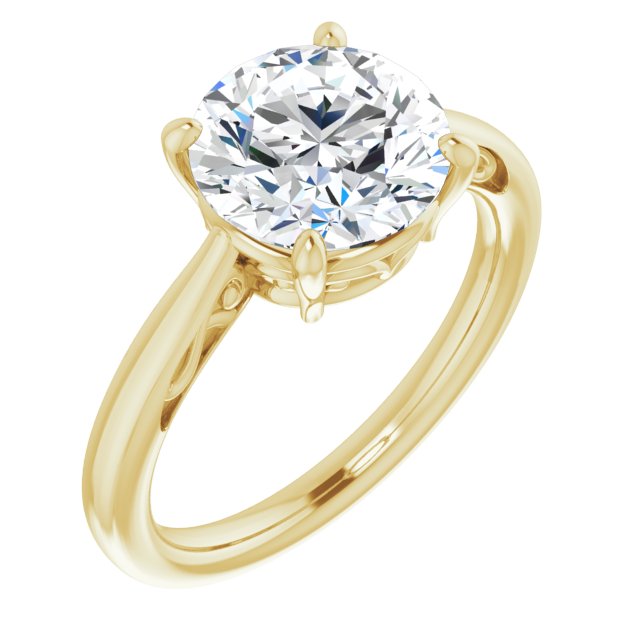 14K Yellow Gold Customizable Round Cut Solitaire with 'Incomplete' Decorations