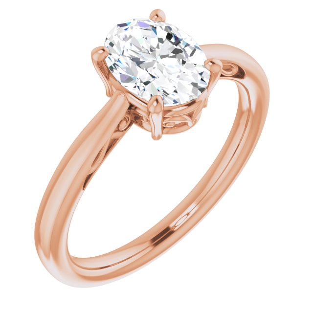 Cubic Zirconia Engagement Ring- The Abbey Ro (Customizable Oval Cut Solitaire with 'Incomplete' Decorations)