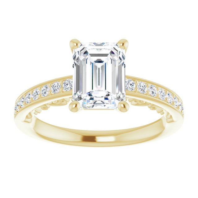 Cubic Zirconia Engagement Ring- The Eternity (Customizable Radiant Cut Design featuring 3-Sided Infinity Trellis and Round-Channel Accented Band)