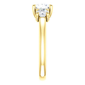 Cubic Zirconia Engagement Ring- The Yolonda (Customizable 3-stone Cathedral-set Design with Princess Cut Center and Round Cut Accents)