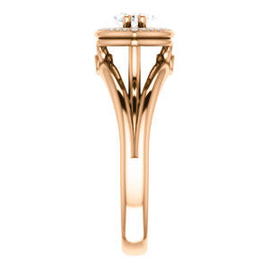 Cubic Zirconia Engagement Ring- The Wanda Lea (Customizable Marquise Cut Halo-style with Ultrawide Tri-split Band & Peekaboo Accents)