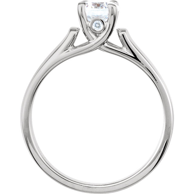 Cubic Zirconia Engagement Ring- The Tatiana (Solitaire with X Cross Band and Side Accent)