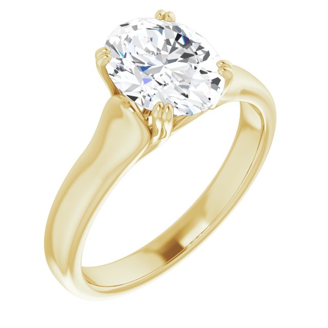 10K Yellow Gold Customizable Oval Cut Solitaire with Under-trellis Design
