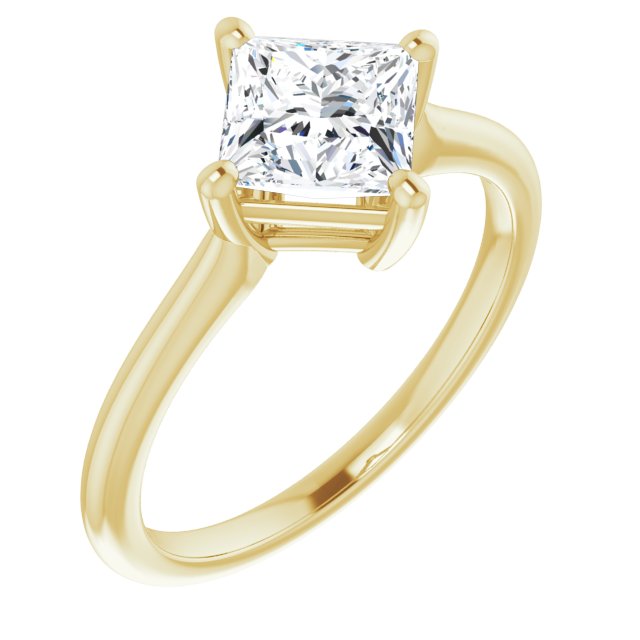 10K Yellow Gold Customizable Princess/Square Cut Solitaire with Raised Prong Basket