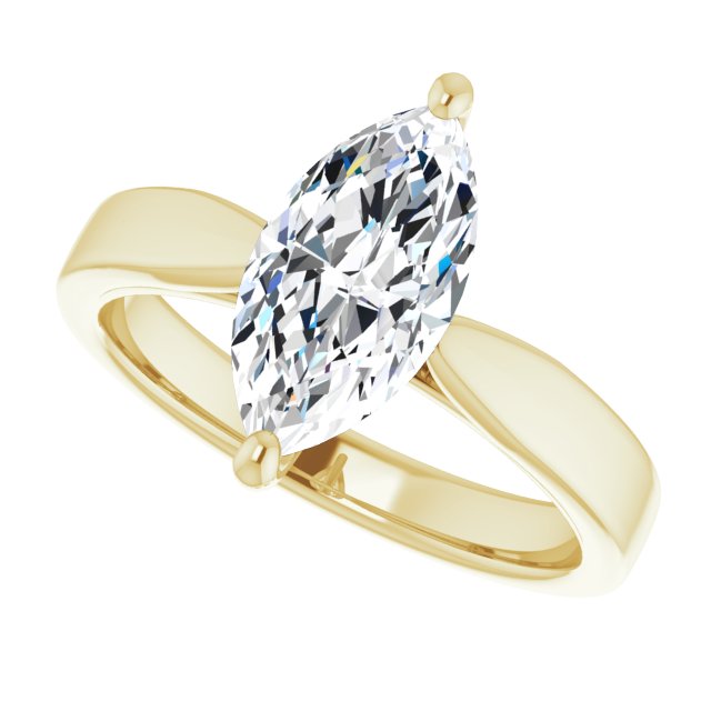 Cubic Zirconia Engagement Ring- The Eden (Customizable Marquise Cut Cathedral Solitaire with Wide Tapered Band)