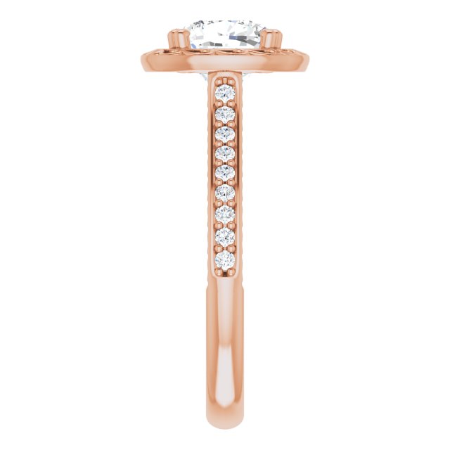Cubic Zirconia Engagement Ring- The Montserrat  (Customizable Cushion Cut Halo Design with Filigree and Accented Band)