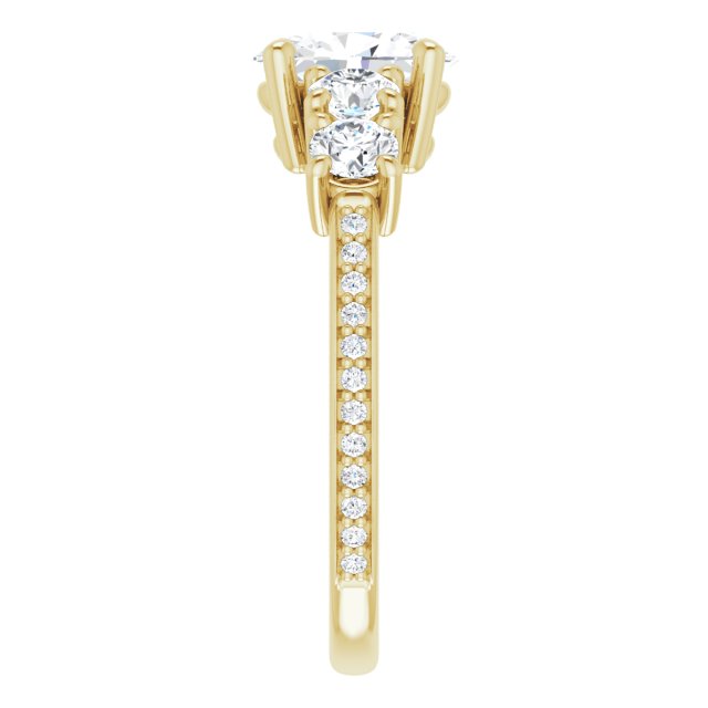 Cubic Zirconia Engagement Ring- The Denae (Customizable 5-stone Oval Cut Design Enhanced with Accented Band)