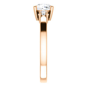 Cubic Zirconia Engagement Ring- The Jacqueline (Customizable Cushion Cut 3-stone with Thin Band and Dual Round Prong Accents)