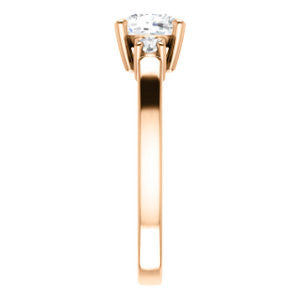 Cubic Zirconia Engagement Ring- The Jacqueline (Customizable Cushion Cut 3-stone with Thin Band and Dual Round Prong Accents)