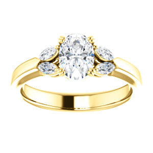 Cubic Zirconia Engagement Ring- The Melitza (Customizable Oval Cut 5-stone with Marquise Accents)