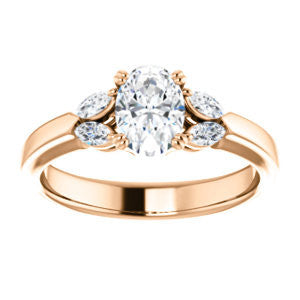 Cubic Zirconia Engagement Ring- The Melitza (Customizable Oval Cut 5-stone with Marquise Accents)