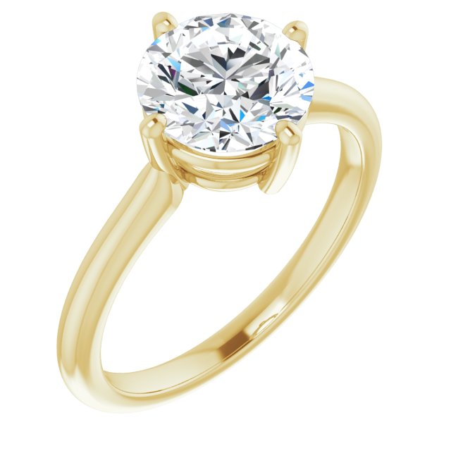 14K Yellow Gold Customizable Round Cut Solitaire with Raised Prong Basket