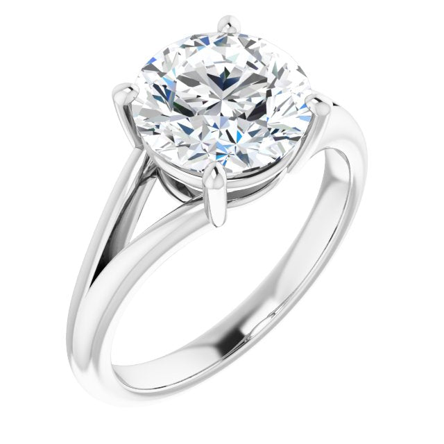 18K White Gold Customizable Round Cut Solitaire with Tapered Split Band