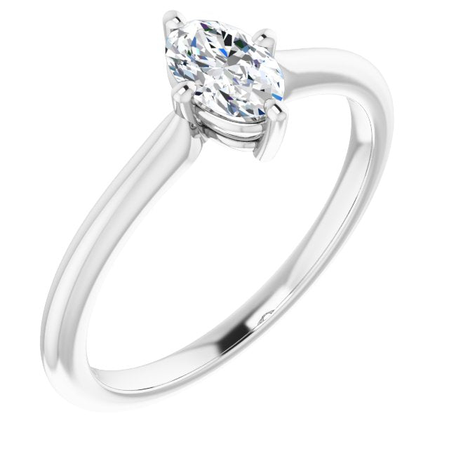 10K White Gold Customizable Oval Cut Solitaire with Raised Prong Basket