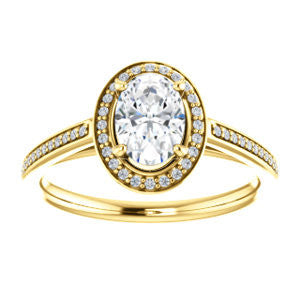 Cubic Zirconia Engagement Ring- The Laila Jean (Customizable Cathedral-set Oval Cut with Halo and Thin Pavé Band)