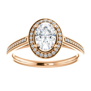 Cubic Zirconia Engagement Ring- The Laila Jean (Customizable Cathedral-set Oval Cut with Halo and Thin Pavé Band)