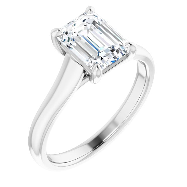 Cubic Zirconia Engagement Ring- The Jewel (Customizable Emerald Cut Cathedral-Prong Solitaire with Decorative X Trellis)