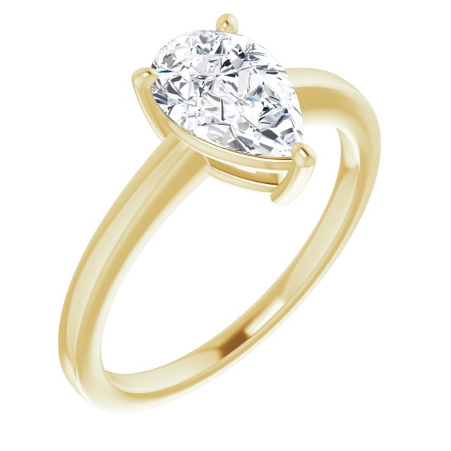 10K Yellow Gold Customizable Bowl-Prongs Pear Cut Solitaire with Thin Band