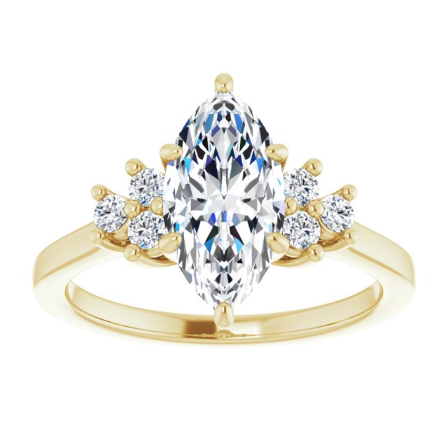 Cubic Zirconia Engagement Ring- The Gwendolyn (Customizable Marquise Cut 7-stone Prong-Set Design)