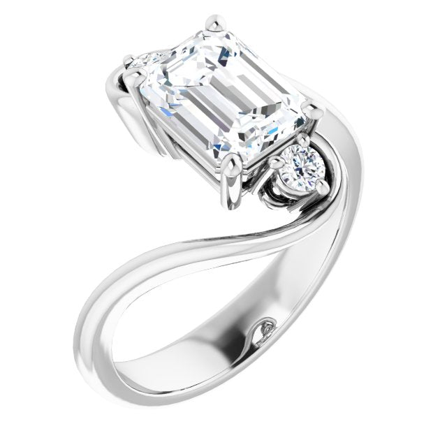 Cubic Zirconia Engagement Ring- The Clarice (Customizable 3-stone Radiant Cut Setting featuring Artisan Bypass)