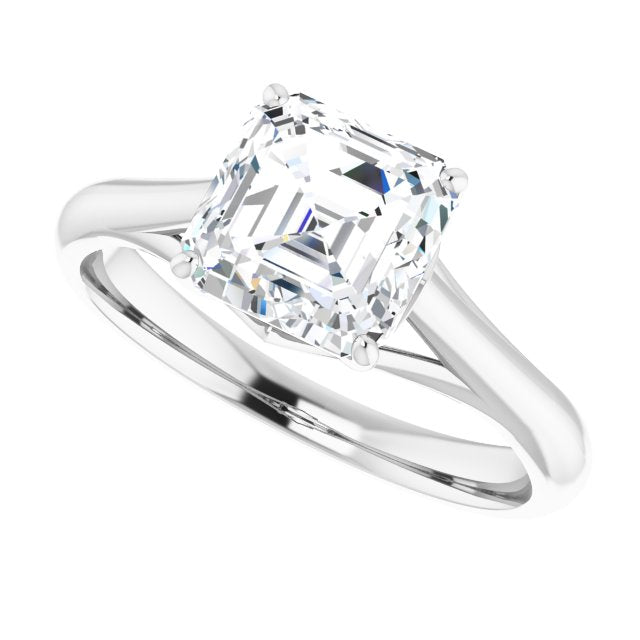 Cubic Zirconia Engagement Ring- The Holly (Customizable Asscher Cut Solitaire with Crosshatched Prong Basket)