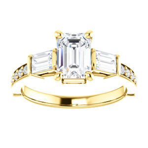 Cubic Zirconia Engagement Ring- The Rosetta (Customizable Radiant Cut Enhanced 5-stone Design with Pavé Band)