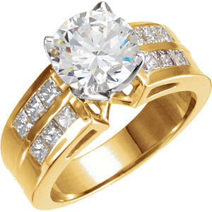 Cubic Zirconia Engagement Ring- The Talia (Customizable with Double Row Princess Channel)