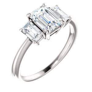 Cubic Zirconia Engagement Ring- The Andrea (Customizable Radiant Cut 3-stone with Dual Emerald Cut Accents)