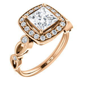 Cubic Zirconia Engagement Ring- The Madison (Customizable Princess Cut Design with Halo and Bezel-Accented Infinity-inspired Split Band)