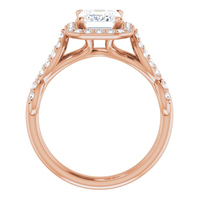 Cubic Zirconia Engagement Ring- The Jakayla (Customizable Cathedral-Halo Radiant Cut Design with Artisan Infinity-inspired Twisting Pavé Band)