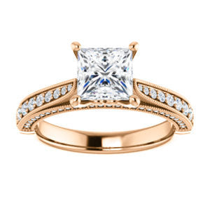 Cubic Zirconia Engagement Ring- The Claudia Jeanine (Customizable Princess Cut Three Sided Band)