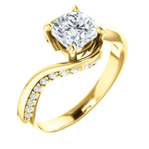 Cushion Cut Style Ring: Twisting Bypass Band with Inset Pavé Accents ...