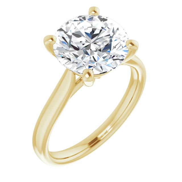 10K Yellow Gold Customizable Cathedral-Prong Round Cut Solitaire