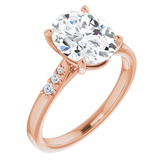 10K Rose Gold Customizable 7-stone Oval Cut Cathedral Style with Triple Graduated Round Cut Side Stones