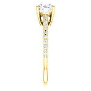 Cubic Zirconia Engagement Ring- The Tanisha (Customizable Cathedral-set Round Cut Design with Thin Pavé Band)